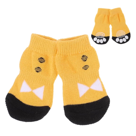 OULII  Yellow Pet Cotton Socks Easy to Use Keep Paws Clean 4Pcs