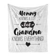 thumbnail image 1 of Grandma Soft Flannel Fleece Throw Blanket, Arrows and Heart Motifs with Monochrome Words About Grandparents, Cozy Plush for Indoor and Outdoor Use, 50" x 60", Charcoal Grey White, by Ambesonne, 1 of 6