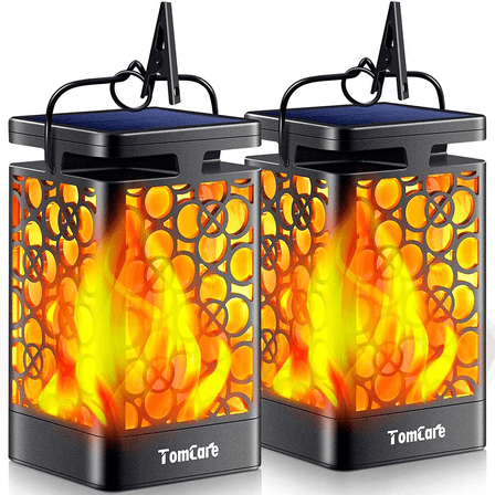 Tomcare Solar Outdoor Lights Upgraded Solar Lantern Flickering Flame Outdoor