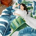 thumbnail image 4 of Castle Fairy Botanical Plants 7pcs Bedding Comforter Set,Tree Leaves Queen Bedding Sets Super Cozy,Tropical Plants Queen Sheet Sets,Lightweight Watercolor Room Decor,Reversible, 4 of 8