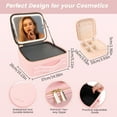 thumbnail image 6 of Makeup Bag with Mirror of LED Lighted, 10.2" Travel Makeup Train Case Cosmetic Bag Organizer with Adjustable Dividers, Makeup Case with Jewellery Box Organizer and 8pc Travel Bottles, Pink, Small, 6 of 10