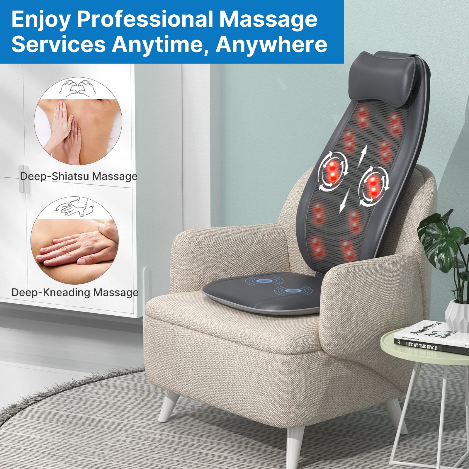RENPHO Neck and Back Massage Cushion S-Shaped 5-Speed in Black  PUS-RF-BM076-BK - The Home Depot