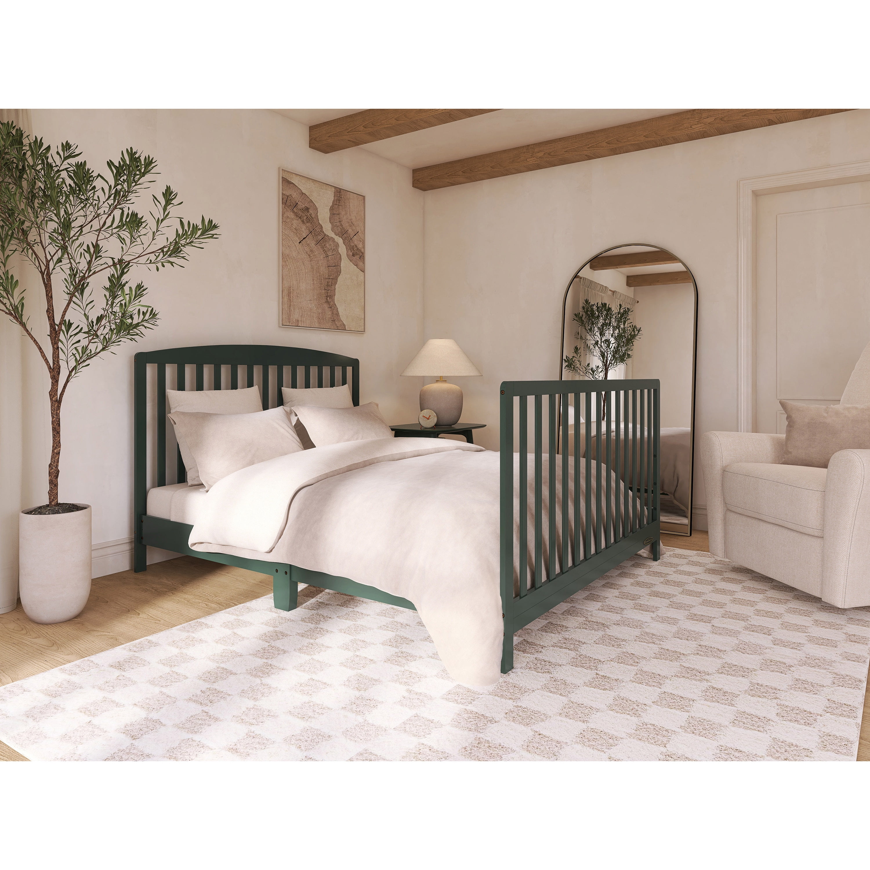 Nursery Bundle, Dream On Me Odelle 5 in 1 Crib in Forest Green and Crib & Toddler Mattress Bundle