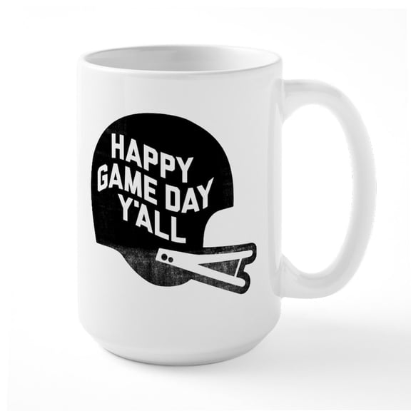 CafePress - Happy Game Day Y'all - 15 oz Ceramic Large White Novelty Mug