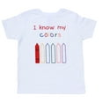 thumbnail image 2 of Eduwear (Unisex) Embroidered "I Know My Colors" Interactive Educational short sleeve T-shirt with Embroidered Velcro Patches (Little Girls, Little Boys), 2 of 6