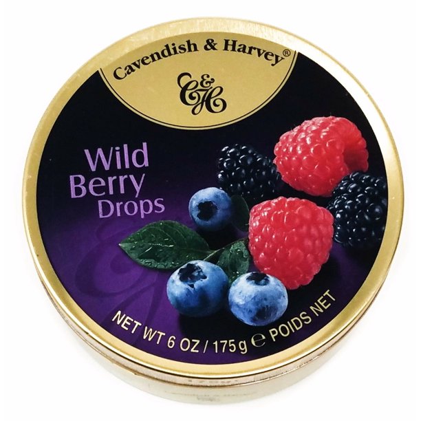 Cavendish & Harvey Wild Berry Drops 7oz, Metal Tin