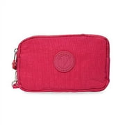 Calla NuPouch Malibu Wristlet Three Zipper Wallet Purse, Handbag, Washed Nylon, Pink (0009)