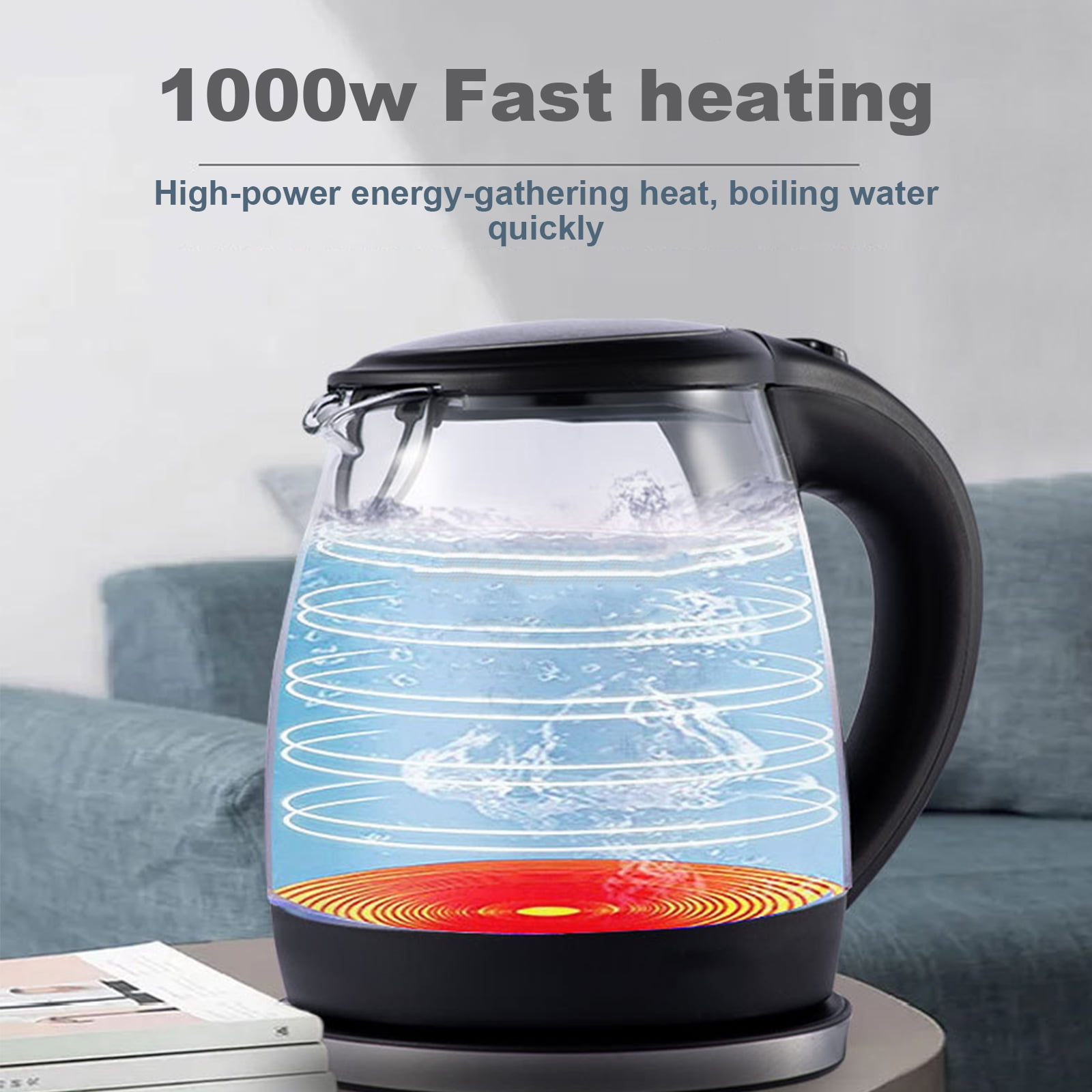 SOKANY 1000W High Borosilicate Glass Electric Kettle Home Water Kettle Auto  Shut-off Water Boiler 