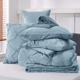 thumbnail image 6 of Light Blue King Size Comforter Set - 7 Pieces Pintuck Bed in A Bag, Pinch Pleat Light Blue King Bedding Sets with Comforters, 6 of 8