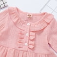 thumbnail image 5 of 6 Months Infant Baby Girls Clothes Baby Girls Outfits 6-12 Months Baby Girls Long Sleeve Round Neckline Ruffle Top Jeans Pants 2PCS Set Pink, 5 of 9