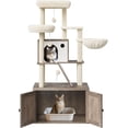 thumbnail image 5 of 59" Cat Tree with Hidden Litter Box Enclosure, 2-In-1 Modern Cat Tower Condo with Hammock Sisal Scratching Posts Plush Perch, 5 of 8