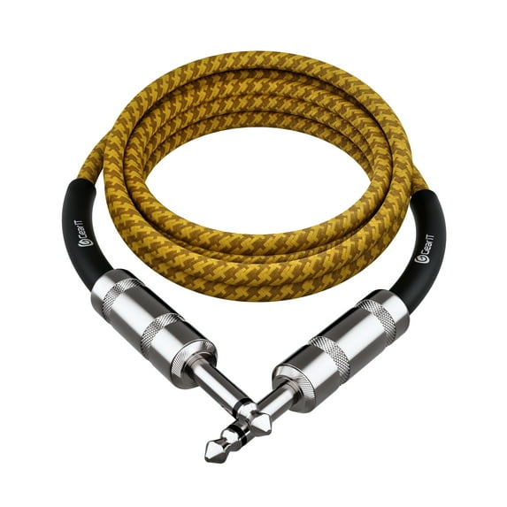 GearIT Audio Instrument Cable (6ft) 1/4 Inch to 1/4 inch Straight Male to Male for AMP Cord, Bass and Electric Guitar - Brown/Yellow