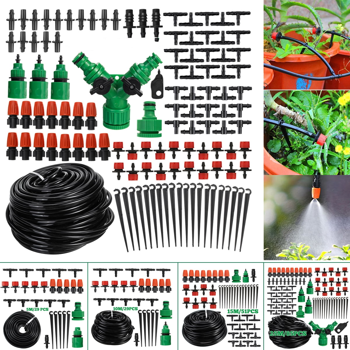Unique Multiple Garden Patio Micro Drip Irrigation System Plant Sprinkler Watering Kit