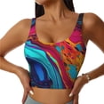 thumbnail image 1 of Balery Colorful Abstract Swirls Sujetadores deportivos con espalda cruzada para mujer, acolchados, sin costuras, de alto impacto, ideales para yoga, gimnasio, entrenamiento y fitness.-Medium, 1 of 8