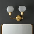 thumbnail image 5 of SAFAVIEH Fenris 2-Light G14 Satin Brass Metal Wall Sconce with White Glass Shade, 5 of 7