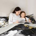 thumbnail image 4 of Castle Fairy Boho Ink Branch Pattern Twin Comforter Sets 2pcs,Abstract Watercolor Cloud Wash Bedding Set,Black White Gold,Reversible,1 Comforter and 1 Pillowcase, 4 of 6