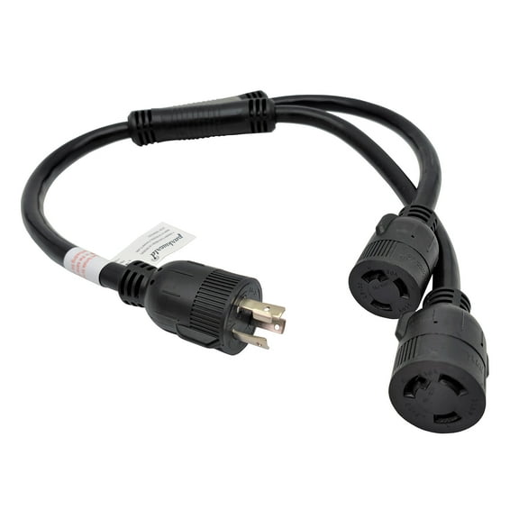 Parkworld 886160 Splitter, 30 AMP Y Adapter cord 3-Prong Twist lock L6-30 Male Plug to (2) L6-30 Female Receptacle