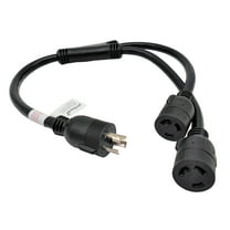 Parkworld 886160 Splitter, 30 AMP Y Adapter cord 3-Prong Twist lock L6-30 Male Plug to (2) L6-30 Female Receptacle