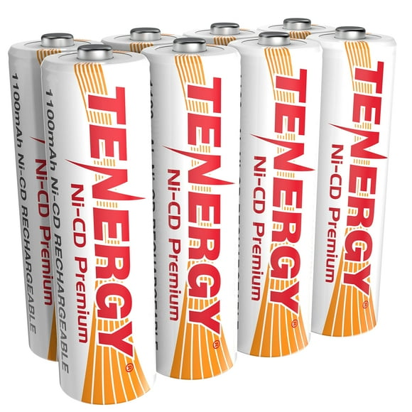 Pilas recargables Tenergy AA Premium NiCd 1100 mAh 1,2 V, paquete de 8