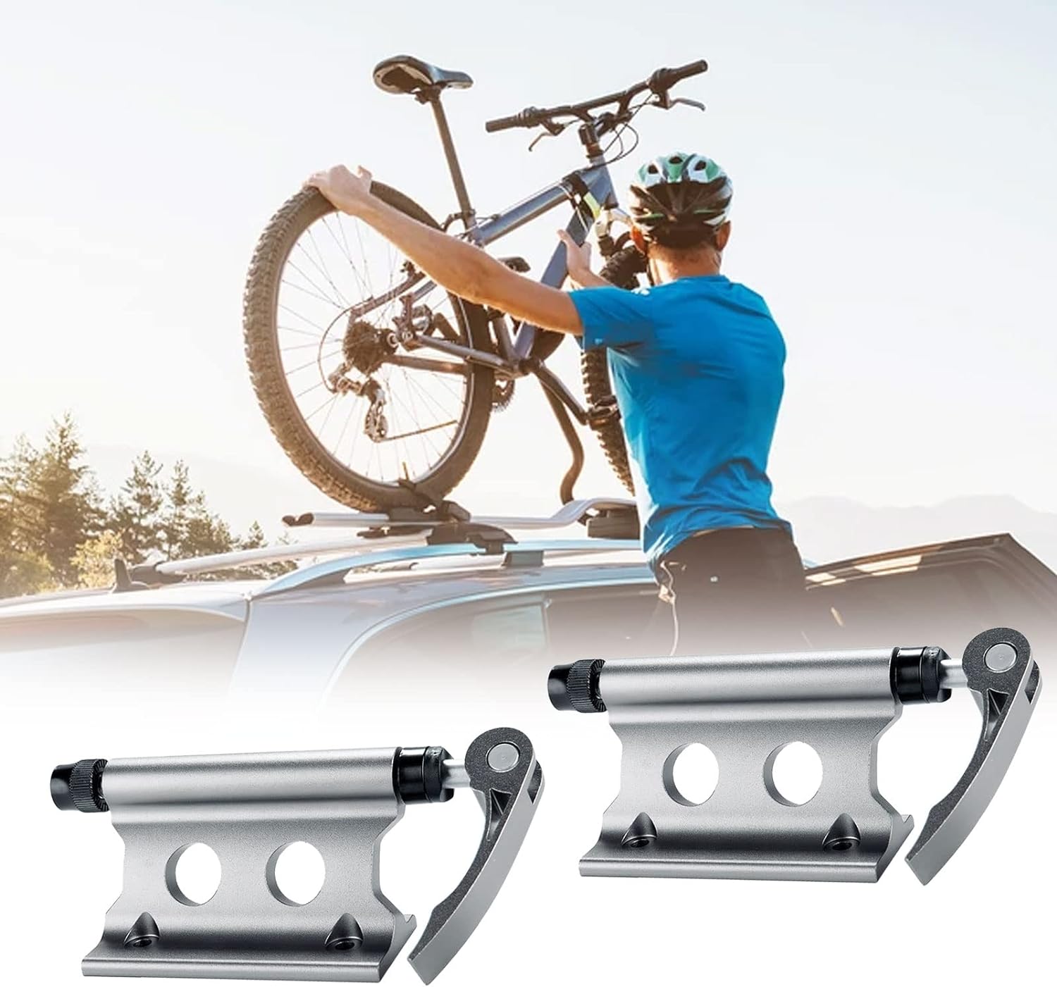 ABPETE 2PCS Bike Rack Carrier Fork Mount, Universal Alloy Bike Block Fork Lock Mount,Securely Holds All Bicycles & Fits Any Flat Surface for Safe Transportation - Heavy Mountain Bikes, Road Bicycles