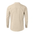 thumbnail image 4 of Designer Spring Summer Men's Casual Cotton Linen Solid Color Long Sleeve Shirts Loose Shirts XL, 4 of 5