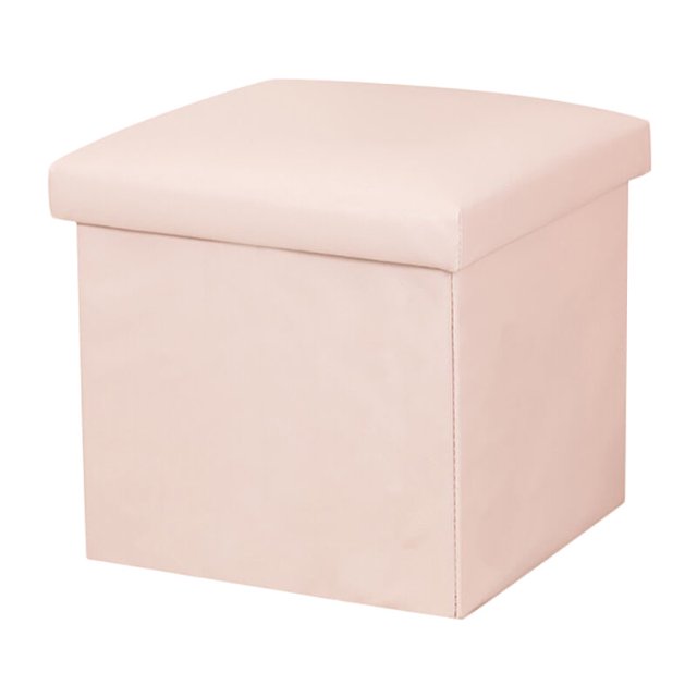 Square Pure Color Folding Chair Footstool Stool Seat Sofa Stool Folding Ottoman Chest,Cream-White