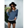 thumbnail image 2 of Off Shoulder Two Tone Waffle Knit Loose Fit Sweater for Women, 2 of 3