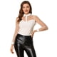 thumbnail image 1 of Blusa elegante Allegra K Panel de malla Lunares Semi Transparente Blanco L, 1 of 5