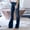 Dark Blue, variant on GaThRRgYP Plus Size Pants for Women,Women Mid Waisted Skinny Pocket Stretch Slim Button Trousers Hole Flare Pants Denim Jeans