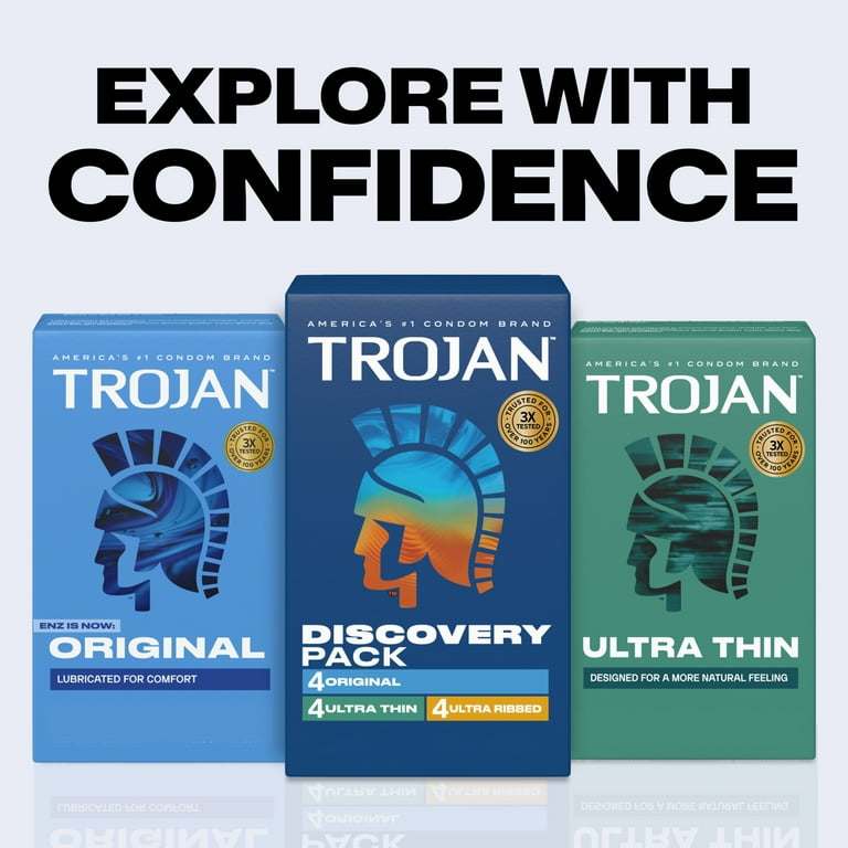 Trojan Discovery Pack, Assorted Latex Lubricated Condoms for Men