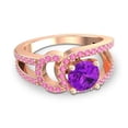 thumbnail image 3 of 2.50 Carat Round Cut Amethyst & Pink Sapphire Gemstone Stylish Anniversary Ring for Ladies Solid 14K Rose Gold Size 11.5 by Diamond-Capitals, 3 of 8
