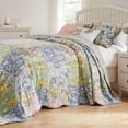 thumbnail image 2 of Greenland Home Fashions Emma Traditional Patchwork Floral Quilted Bedspread Set, 3-Piece Jumbo Queen, Gray, 2 of 10