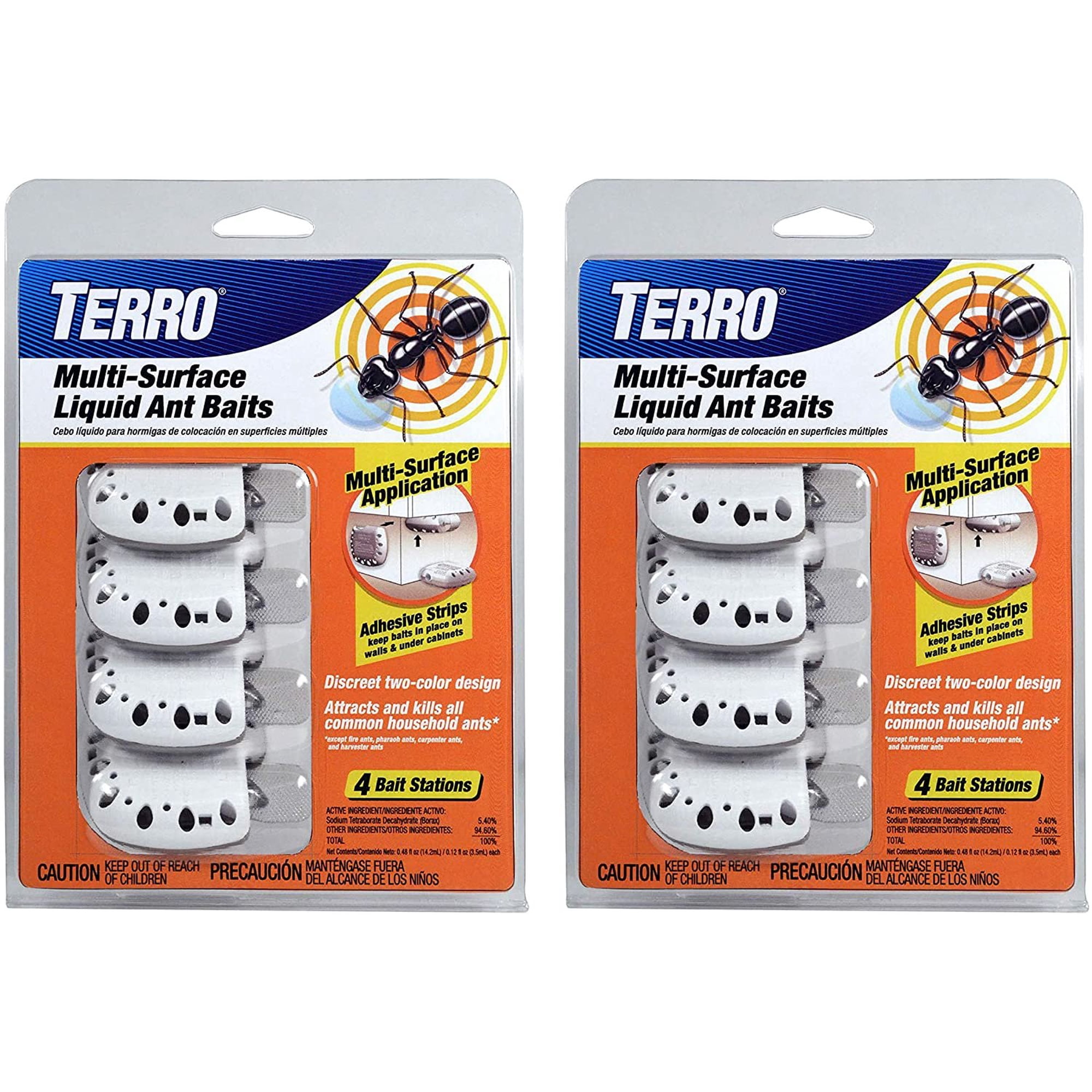 Woodstream Terro Liquid Ant Baits T334SR - Child-Resistant, Multi-Surface - 2 Pack, 8 Count