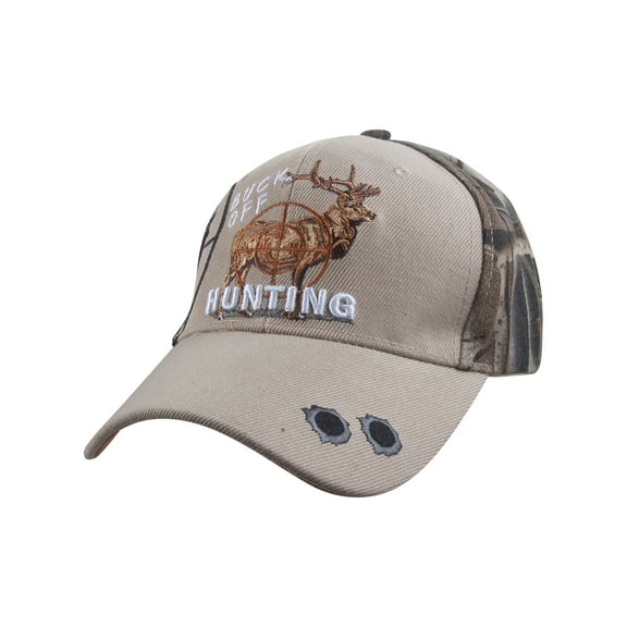 Top Headwear Outdoor Buck Off Hunting Baseball Cap - Khaki/Woodland Camo