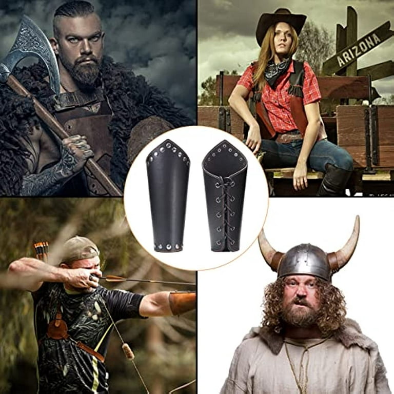Steampunk Viking Leather Bracers Medieval Retro Gloves Vambraces Cosplay  Costume