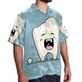 thumbnail image 2 of Tiny teeth Men's Casual Printed Hawaiian Poplin Button Down Short Sleeve Beach Shirt Unisex, 2 of 6
