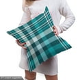 thumbnail image 4 of Ambesonne Plaid Fabric by the Yard Upholstery, Classic Crossing Line Squares, 2 Yards, Sea Blue Teal, 4 of 4