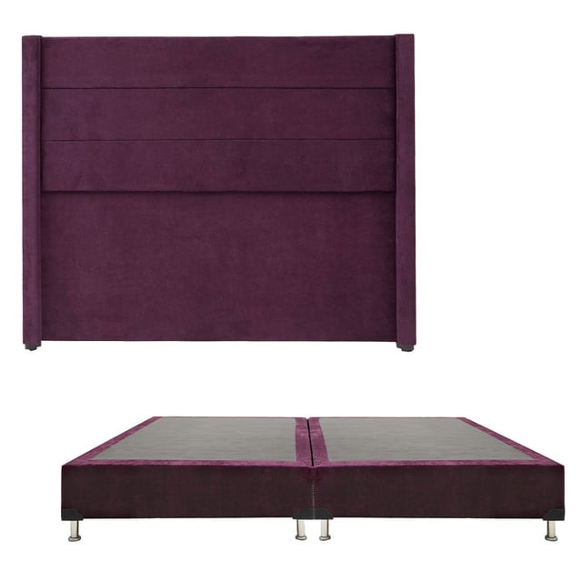 Box Base Cama King Size + Cabecera Lugo Morado Dicasa Lugo Velvet