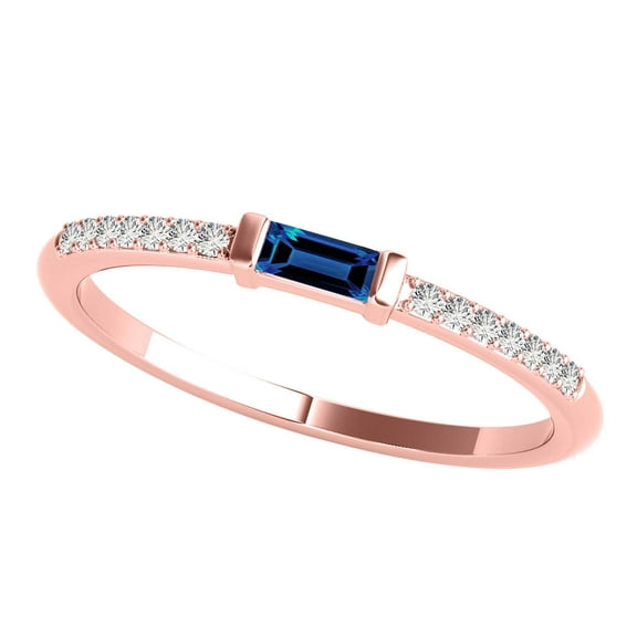 Aone 0.3 Carat Sapphire 4x2 ( Bugget ) Gemstone Synthetic and Diamonds Wedding & Engagement Rose Gold Ring for Women