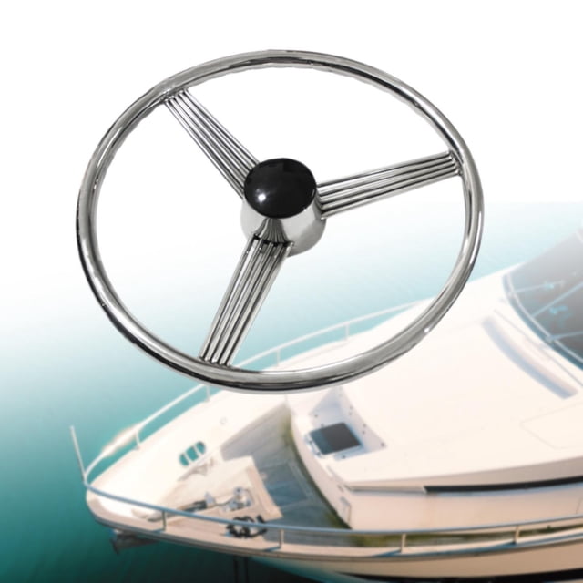 Volante genérico para barcos marinos, 13,50 pulgadas de diámetro, pulido, fácil de instalar, accesorios universales para barcos, deportes acuáticos