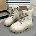 thumbnail image 2 of Quealent Boys Girls Ankle Boots Combat Boots Waterproof Boots with Side Zipper Beige for Size 13.5, 2 of 7