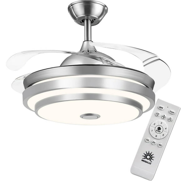 Ventilador de Techo con Luz LED y Control Remoto de 42 Pulgadas con Hoja Invisible Luz Fría Cálida y