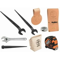 Klein Tools Spud/adjustable Wrench, Holder, Pin, Tool Bag, Tape Measure Bundle