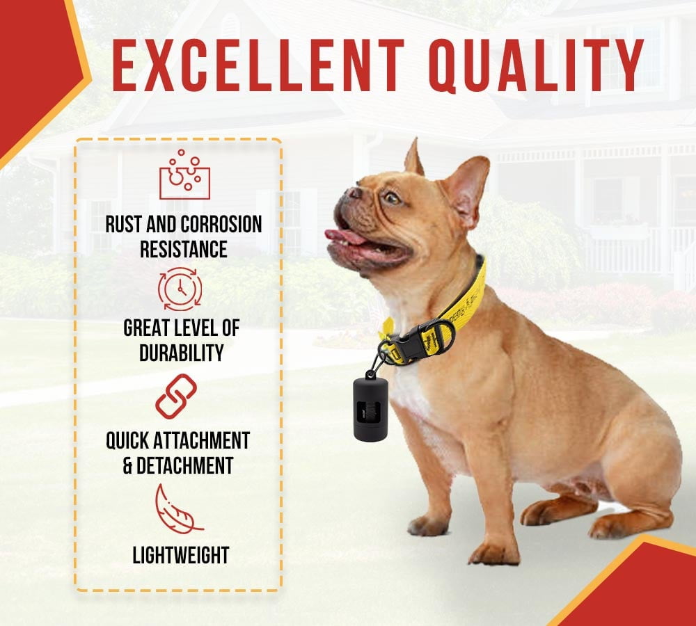 4 Pack Dog Poop Bag Holder for Leash w/ Leak-proof 15 Poop Bags and Carabiner Clip - Reusable Doggie Potty Bag Dispenser, Pet Waste Bag Holder - Silver