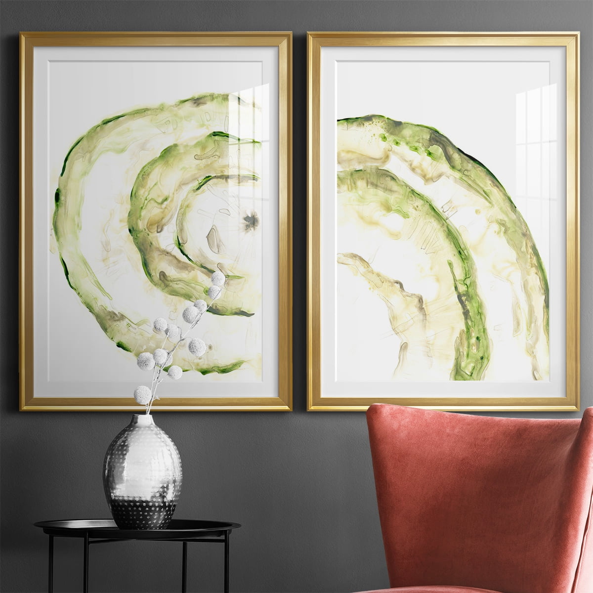 Wexford Home Lichen Halo V Premium Framed Print, 18.5" x 24.5" - Ready to Hang, Gold (Set of 2)