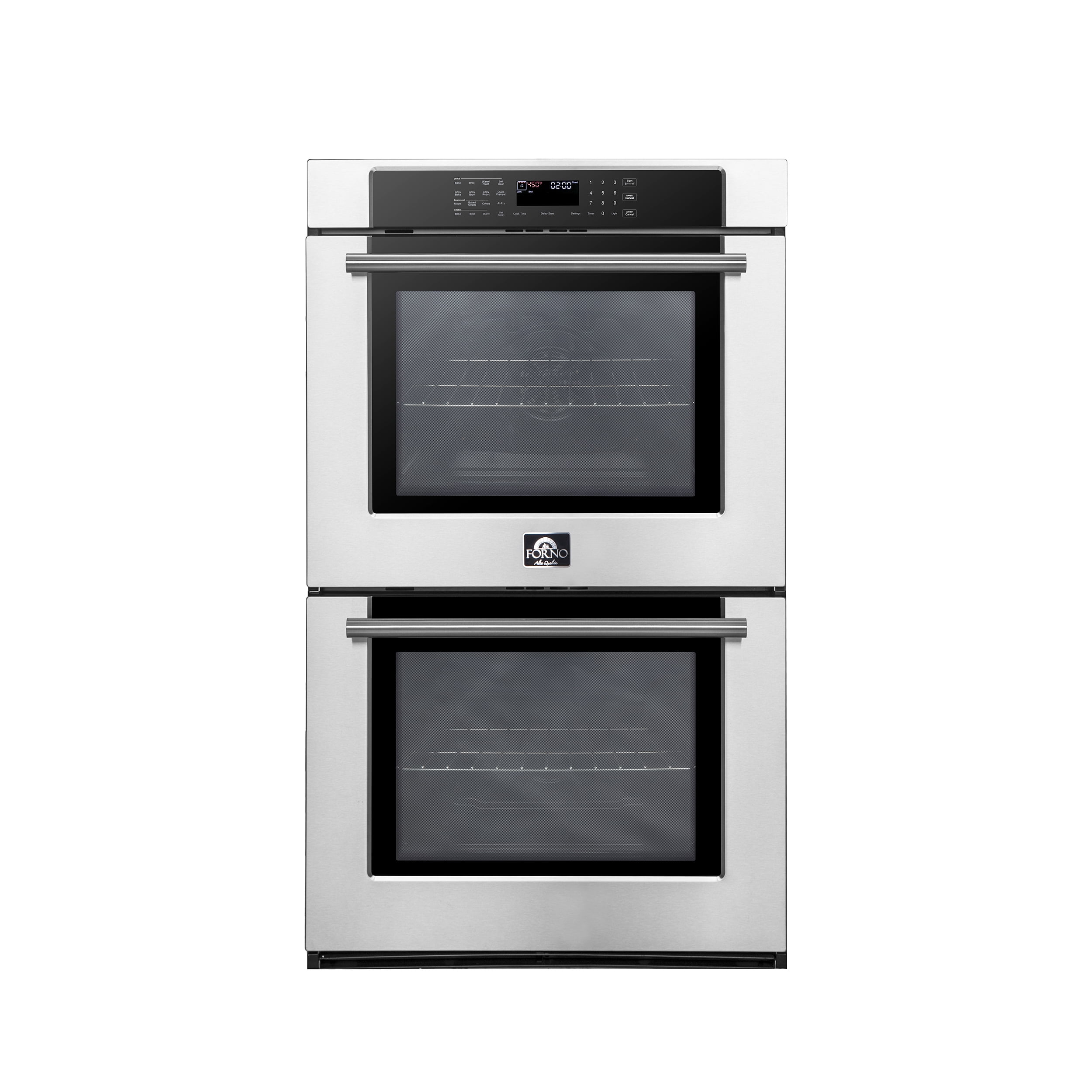 Forno Villarosa 30-Inch Built-In Double Wall Oven, Stainless Steel, Convection Cooking, Touch Control Panel, Self-Cleaning Function