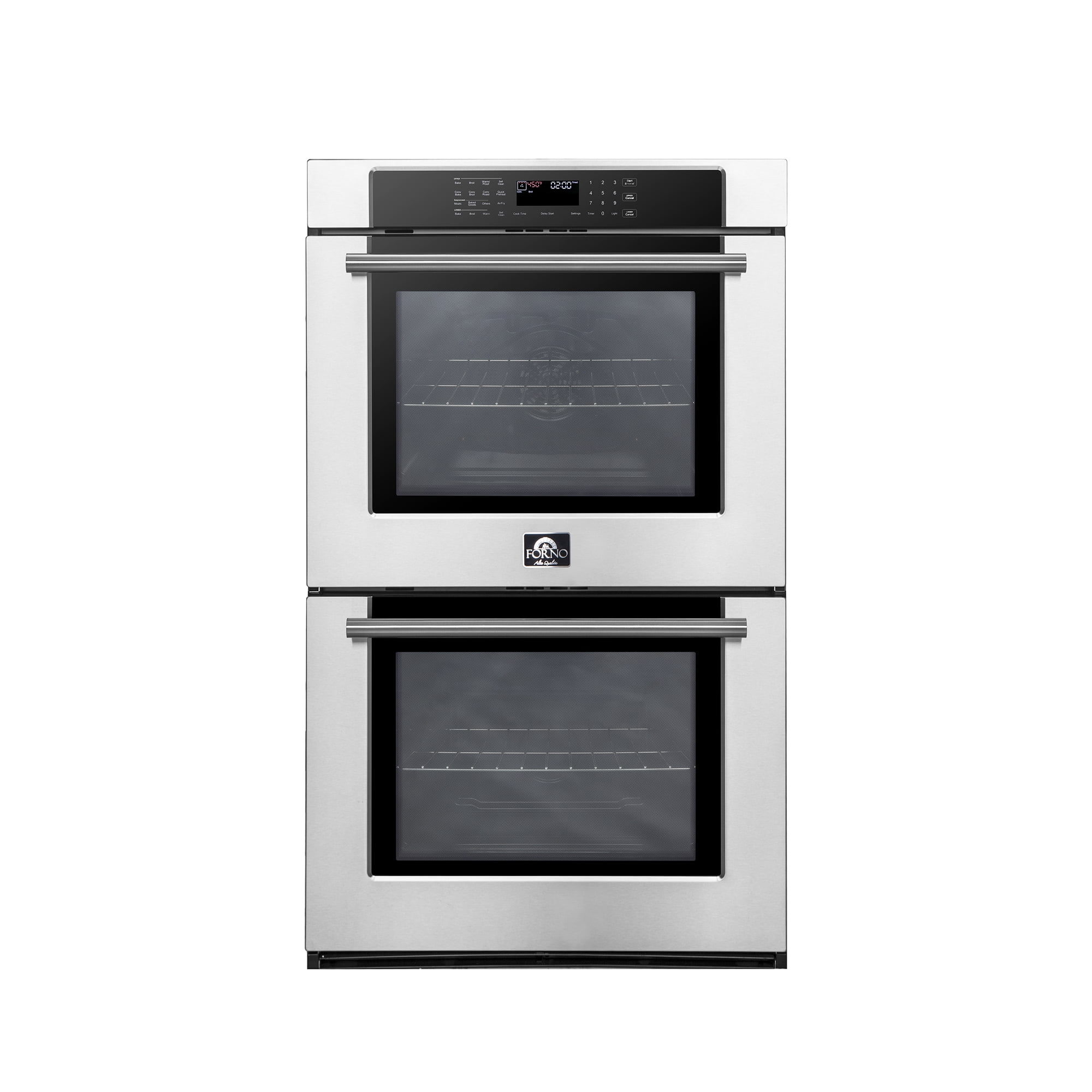 Forno Villarosa 30-Inch Built-In Double Wall Oven, Stainless Steel, Convection Cooking, Touch Control Panel, Self-Cleaning Function
