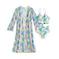 thumbnail image 1 of Traje de Baño de Bikini de Mujer Tiras Impresas V Cuello Sexy Dividido Tres Piezas, Traje de Baño de Poliéster para la Piscina, la Playa Y las Vacaciones de Verano, 1 of 8