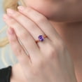 thumbnail image 4 of Gem Stone King 18K Rose Gold Plated Silver Purple Amethyst Solitaire Engagement Ring for Women (1.60 Cttw, Oval 9X7MM, Gemstone February Birthstone, Available in Size 5, 6, 7, 8, 9), 4 of 4