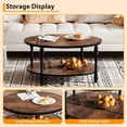 thumbnail image 3 of Emorefun 30.5" Small Round Table, 2 Tier Center Table with Storage Shelf & Metal Frame for Living Room, Bedroom, Home Office, Rustic Brown, 3 of 7